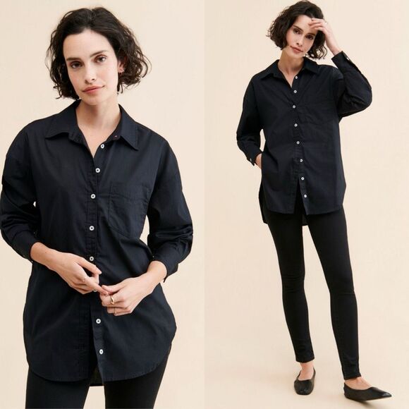 Maeve * The Bennett buttondown shirt nwt new black Anthropologie medium - Picture 2 of 11